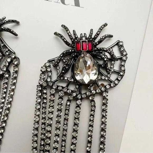 Zara Spider Rhinestone Drop Earrings NWT - Picture 3 of 6